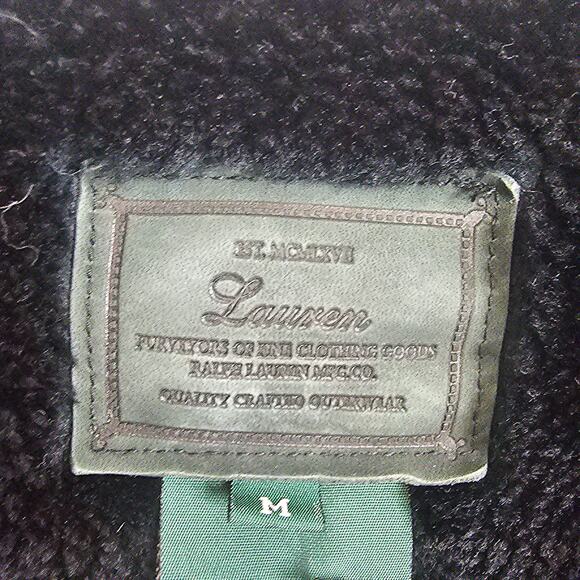 Ralph Lauren Womens Faux Suede Jacket Double Breasted Faux Fur Collar Sz M Black - Picture 6 of 10